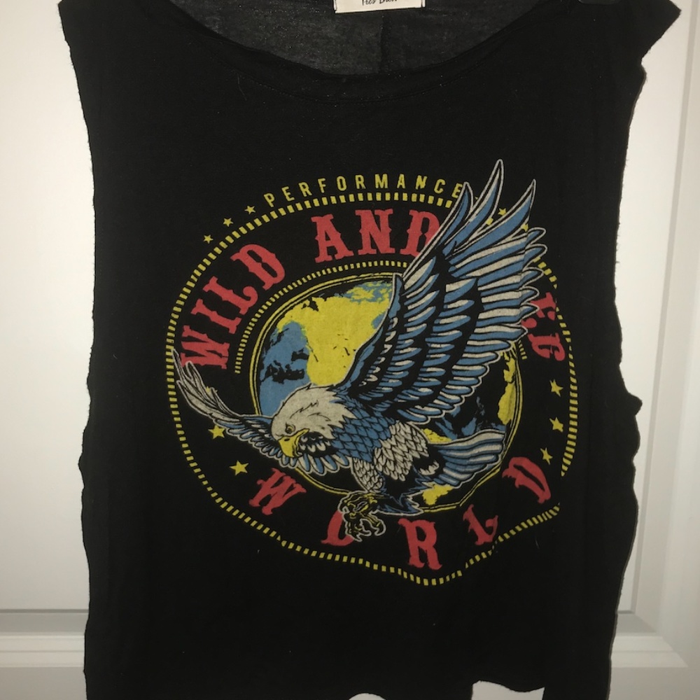 Black "Wild and Free" Ribbed Muscle Tee
